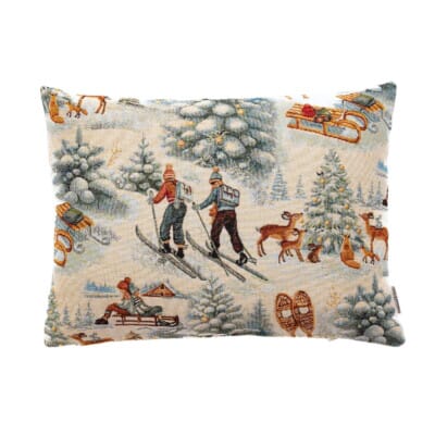 Winter Skiing Woven Cushion - 30x42cm (12"x17")