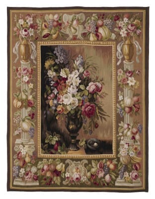 Floral Column Border Handwoven Tapestry - 192 x 148 cm (6'3" x 4'9") - Requires Rod Size 4