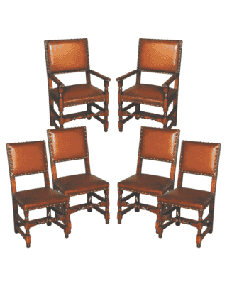 Set of 6 -  James I Cromwellian Dining Chairs in Hide