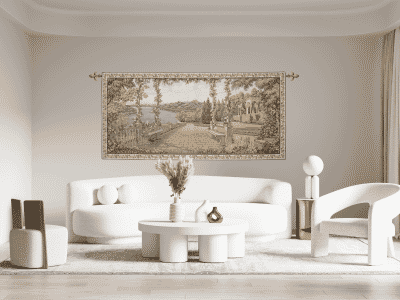 The Terrace Loom Woven Tapestry (Roses Border) Loom Woven Tapestry - 6 Sizes Available