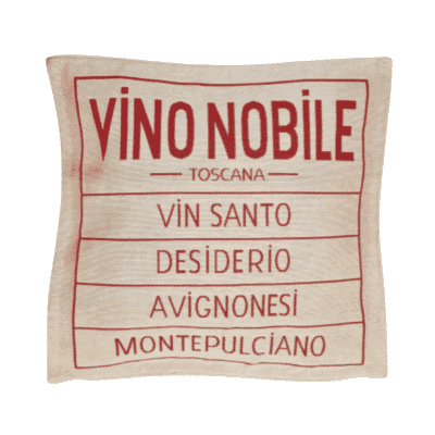 Tuscan Wine Label - Red Tapestry Cushion with Feather Filler - 46x46cm (18"x18") - Last Piece Remaining!