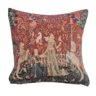The Lady & Unicorn - Taste Tapestry Cushion with Feather Filler - 46x46cm (18"x18") - Last Piece Remaining!