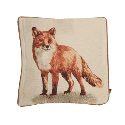 Woodland Fox Tapestry Cushion with Feather Filler - 43x43cm (17"x17") - Last Piece Remaining!