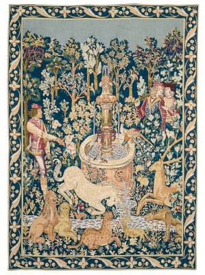 Unicorn at the Fountain Loom Woven Tapestry - 84 x 63 cm (2'9" x 2'1") - Requires Rod Size 2