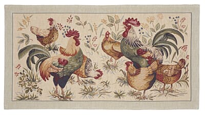 Country Hens Loom Woven Tapestry - 47 x 86 cm (1'7" x 2'10") - Requires Rod Size 2