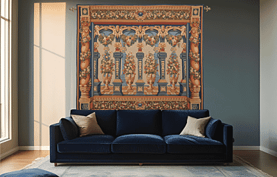 Grand Colonnades Loom Woven Tapestry - 275 x 323 cm (9′0" × 10′7") - Requires Obscure Wooden Batten - Last Piece Remaining!