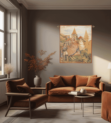 Sir Lancelot & Guinevere Tapestry - 132 x 114 cm (4'4" x 3'9") - Requires Rod Size 3