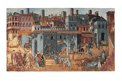 Medieval Castle Loom Woven Tapestry - 62 x 105 cm (2′0" × 3′5") - Requires Rod Size 3