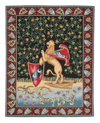 Heraldic Lion Loom Woven Tapestry - 85 × 65 cm (2′9" × 2′2") - Requires Rod Size 2