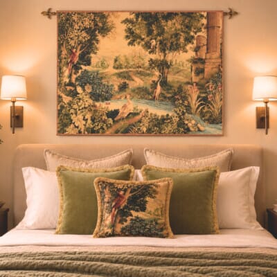 Verdure with Exotic Birds Loom Woven Tapestry - 125 x 165 cm (4'1" x 5'4") - Requires Rod Size 4