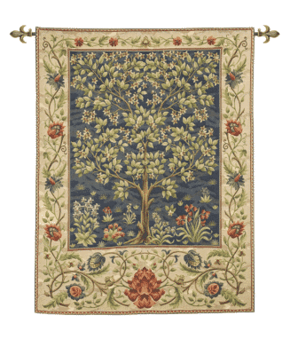 Tree of Life Loom Woven Tapestry - Blue - 3 Sizes Available