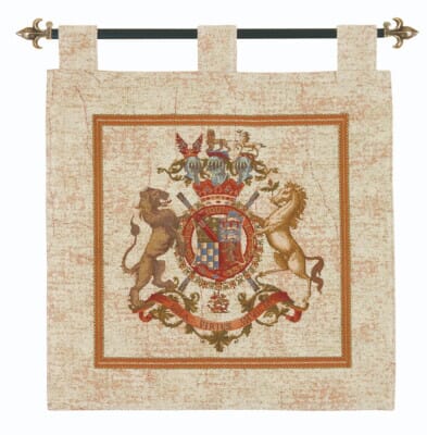 Armorial II Loom Woven Chenille Tapestry With Loops - 74 x 68 cm (2'5" x 2'3") - Requires Rod Size 2 - Last Piece Remaining!