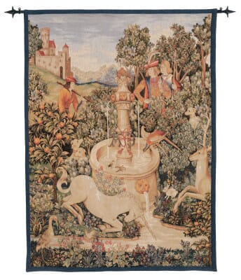 Unicorn by the Fountain Loom Woven Tapestry - 150 x 110 cm (4'11" x 3'7") - Requires Rod Size 3