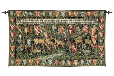 Deer and Shields Loom Woven Tapestry - 2 Sizes Available