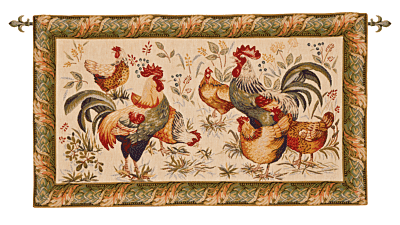 Country Hens Loom Woven Tapestry - 53 x 92 cm (2'0" x 3'0") - Requires Rod Size 2 - Last Piece Remaining!