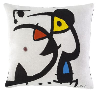 Two Persons & Bird Tapestry Cushion by Joan Miro - 46 x 46cm (18"x18") - 1 pc remaining!