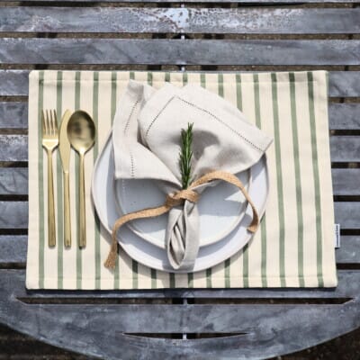 Olive Stripe Woven Outdoor Placemats - Pack of 4