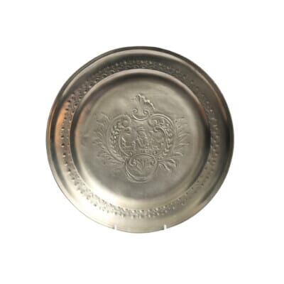 Decorative Engraved Pewter Plate - H.2.5 x Dia.29 cm - Last Piece Remaining!