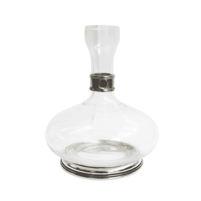 Pewter-Accented Glass Wine Decanter - Approx. H.23 x Dia.18.5 cm - Last Piece Remaining!