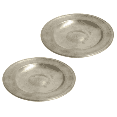 Pair of Decorative Engraved Pewter Plates - Approx. H.2 x Dia.21 cm - Last Pieces Remaining!
