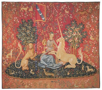 La Dame a la Licorne 'La Vue' Silkscreen Tapestry - 220 x 250 cm (7'3" x 8'2") - Requires Rod Size Size 6