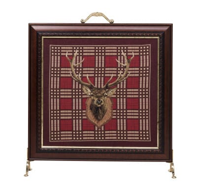 Stag Head's Plaid Tapestry Firescreen