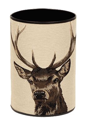 Scottish Stag Beige Tapestry Waste Bin with Scottish Tartan