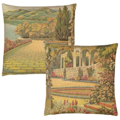 Pair of Terrace & Como Garden Tapestry Cushions with Feather Filler - 46x46cm - Save £20