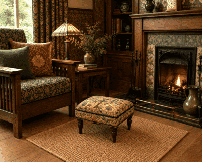 Tree of Life Light Upholstered Stool