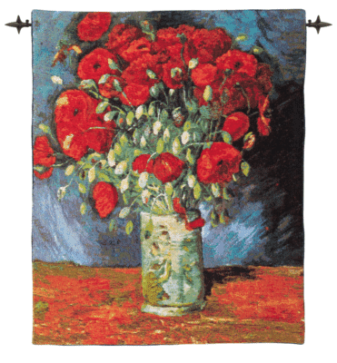 Van Gogh Poppy Vase Loom Woven Tapestry - 80 x 65 cm (2'7" x 2'2") - Requires Rod Size 2 - Last Piece Remaining!