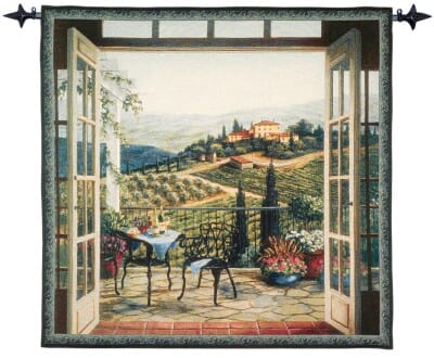 Balcony View Loom Woven Tapestry - 130 x 132 cm (4'3" x 4'4") - Requires Rod Size 3