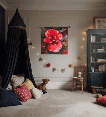 Papaver - Pink Loom Woven Tapestry - 94 x 94 cm (3'1" x 3'1") - Requires Rod Size 2