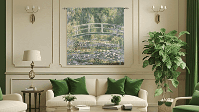 Giverny Bridge by Monet Loom Woven Tapestry - 96 x 96 cm (3'2" x 3'2") - Requires Rod Size 2