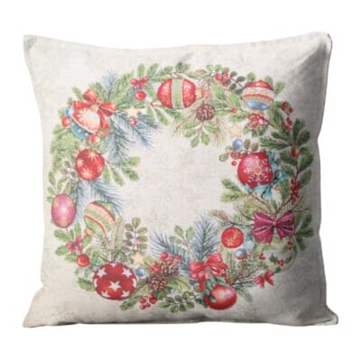 Christmas Wreath Woven Cushion - 42x42cm (17"x17")