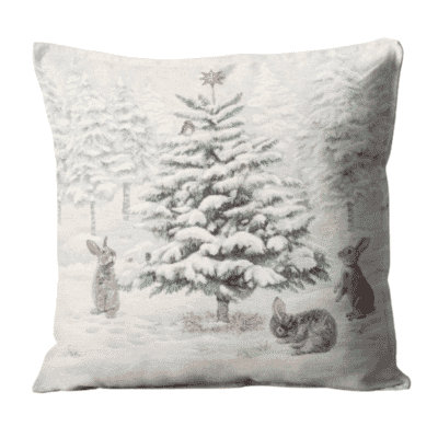 Snowy Tree Woven Cushion - 42x42cm (17"x17")
