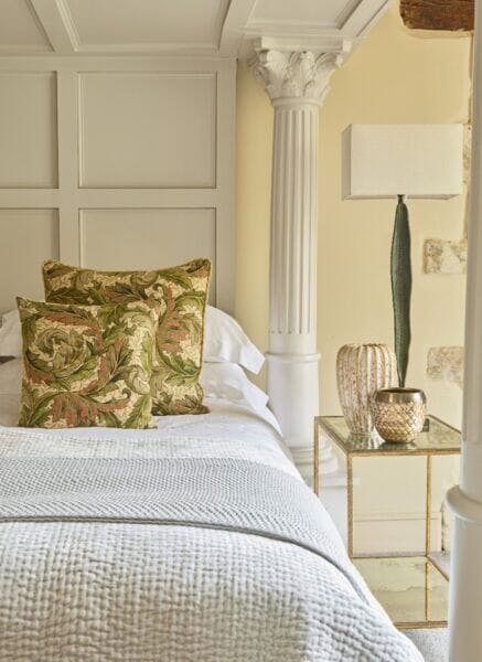 Acanthus & Lily Summer Tapestry Cushion with Gold Rope Cord - 46x46cm (18