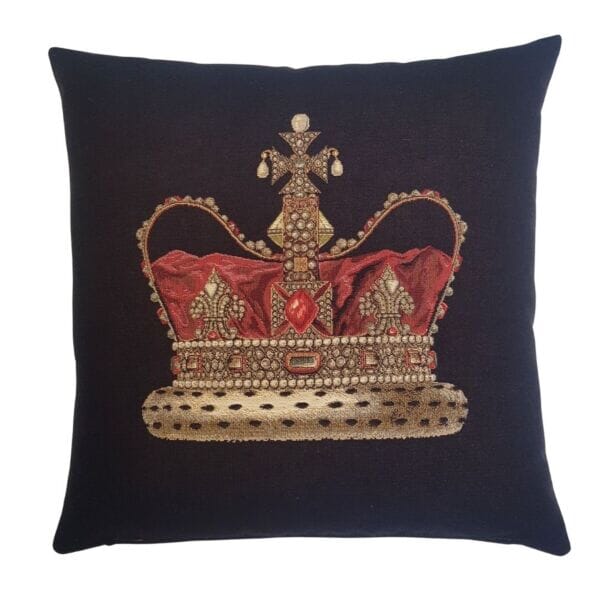 Crown Black Tapestry Cushion - 46x46cm (18