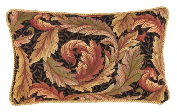 Acanthus & Lily Autumn Tapestry Cushion with Gold Rope Cord - 33x55cm (13