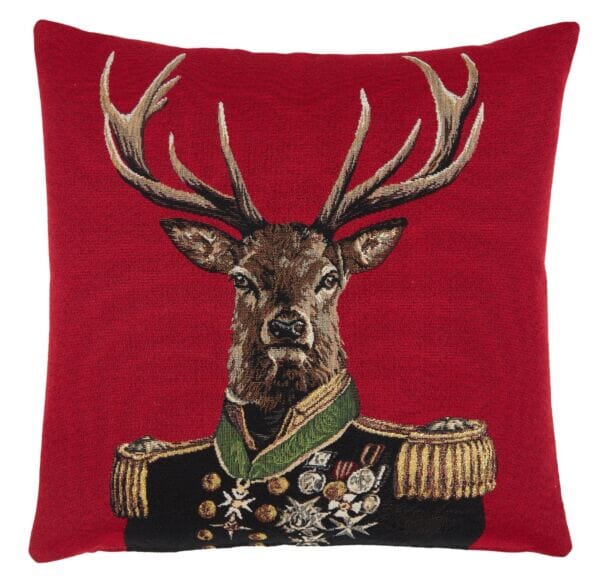 Admiral Stag Red Tapestry Cushion with filler - 46x46cm (18