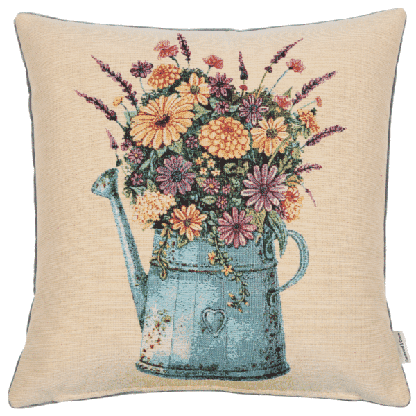 Watering-can Bouquet Woven Cushion - 42x42cm (17