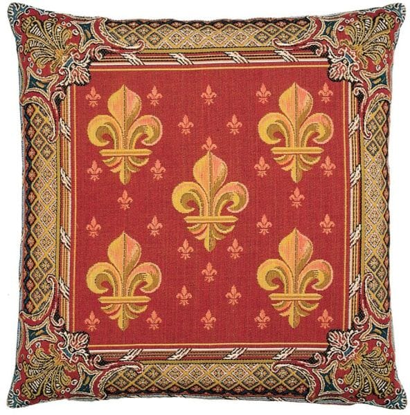 Fleur de Lys-Red Tapestry Cushion - 46x46cm (18