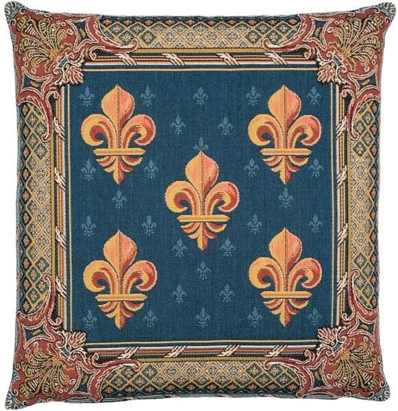 Fleur de Lys-Blue Tapestry Cushion - 46x46cm (18