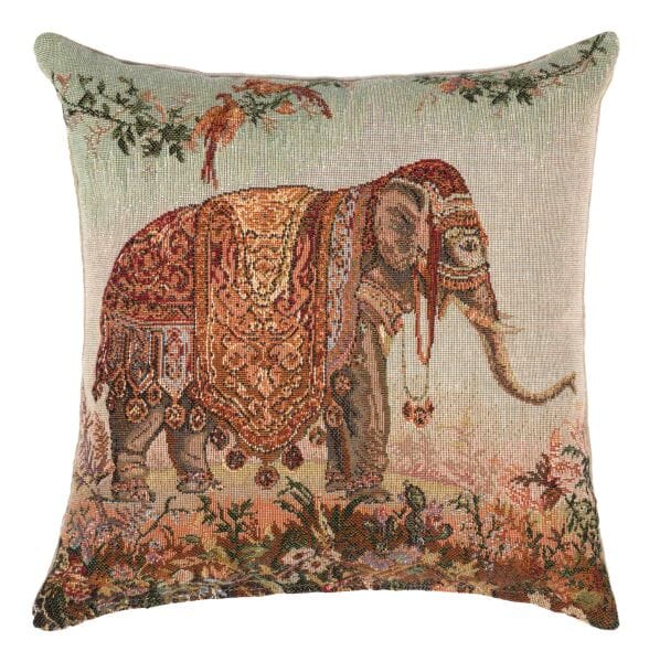 Elephant Fibre Filled Tapestry Cushion - 20x20cm  (8
