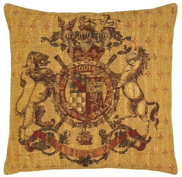 Armorial Chenille Tapestry Cushion - 43x43cm (17