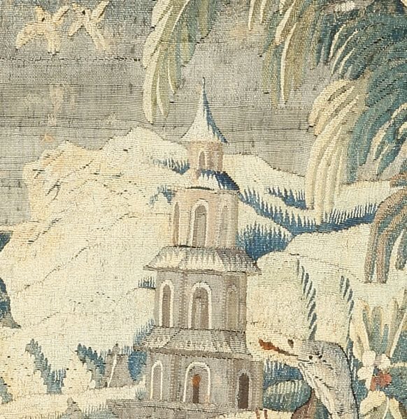 Verdure au Pagode 'J-B. Pillement' Antique Original Tapestry