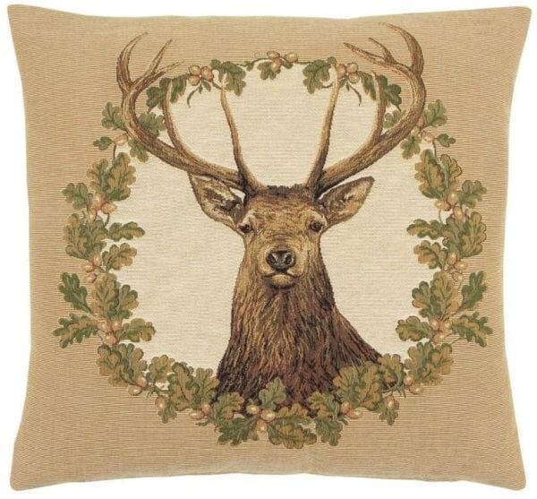 Stag Beige Tapestry Cushion - 46x46cm (18
