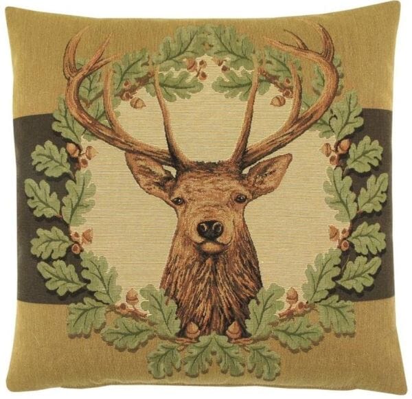 Stag & Oakleaves II Tapestry Cushion - 46x46cm (18