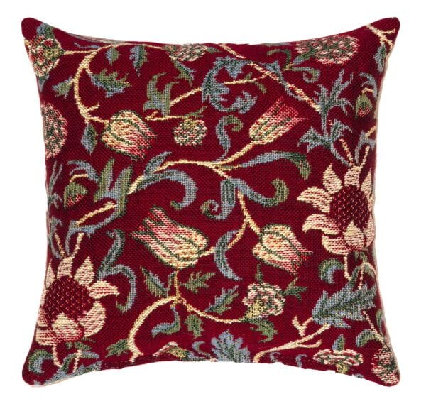 Evenlode Red Fibre Filled Tapestry Cushion - 20x20cm  (8