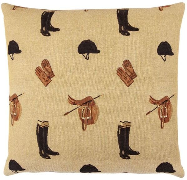 Equestrian Beige Tapestry Cushion - 46x46cm (18