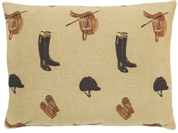 Equestrian Beige Cushion with Feather Filler - 33x46cm (13